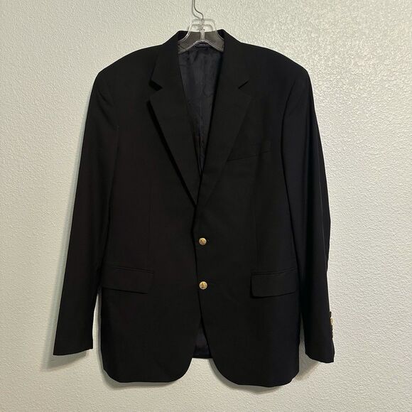 Brooks Brothers Loro Piana BrooksEase Blazer Men 41R Blue Sport Coat Gold Button